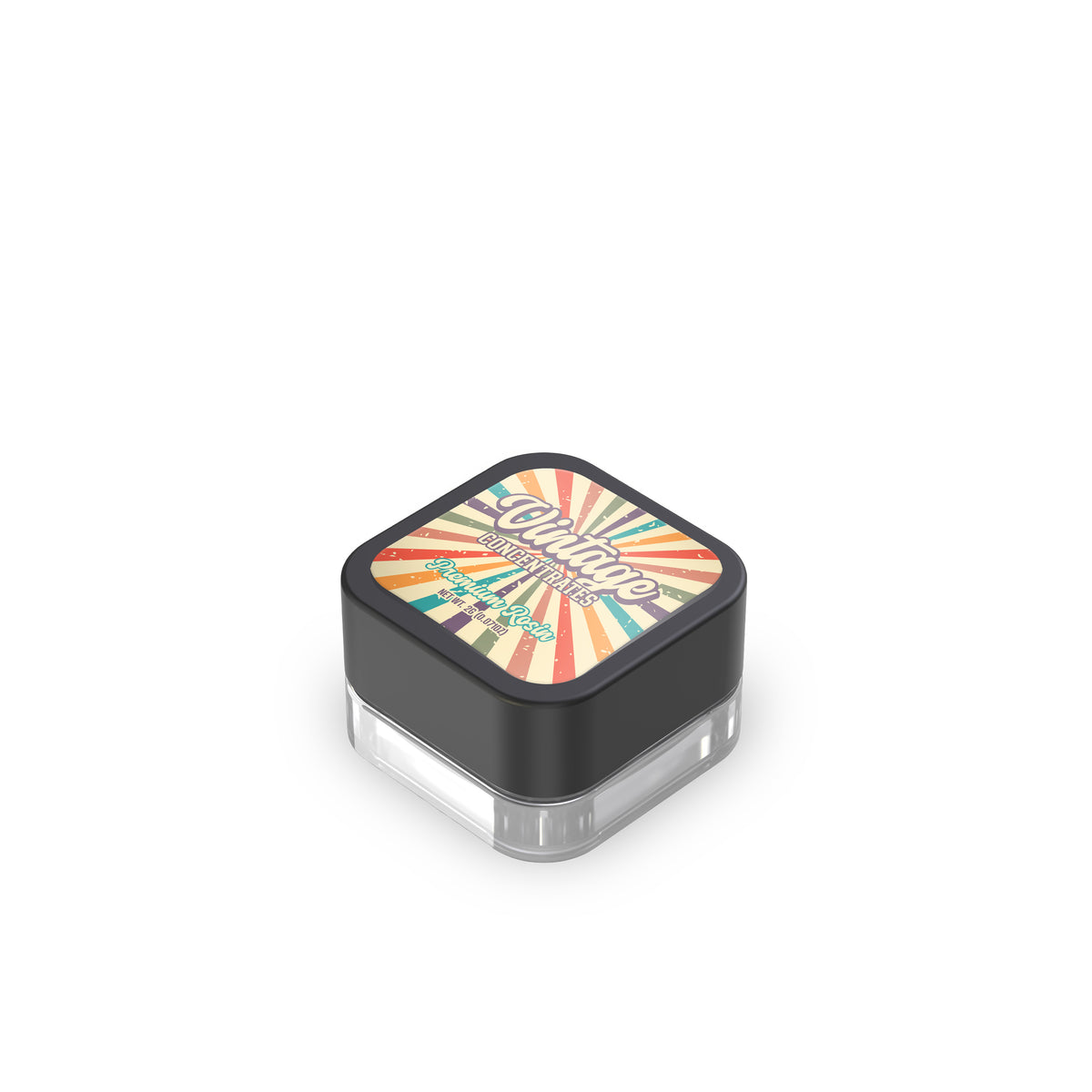 Custom Pre-Labeled 5ml Child Resistant Square Glass Jar