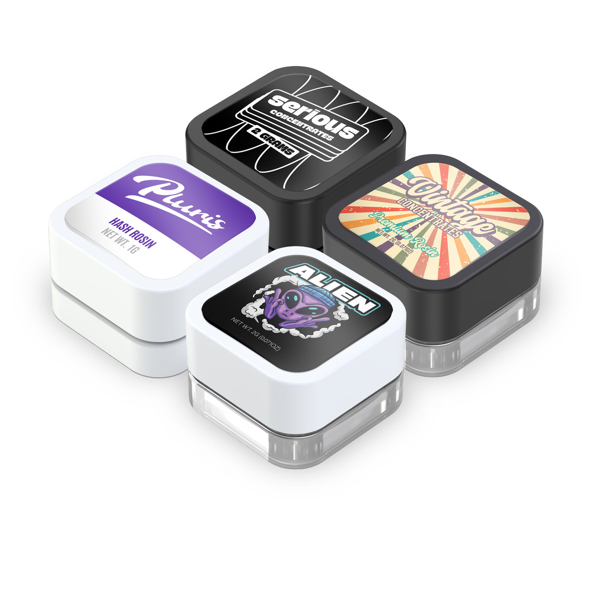 Custom Pre-Labeled 5ml Child Resistant Square Glass Jar